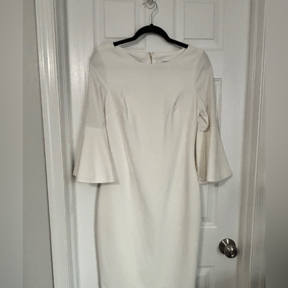 Calvin Klein White Quarter Sleeve Dress